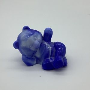 Fenton Reclining Bear Periwinkle Blue Slag Glass